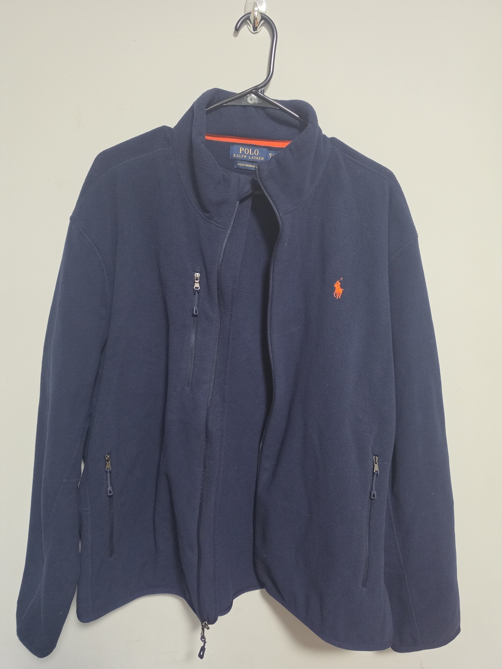 Polo by Ralph Lauren Navy Fleece Jacket with Orange Pony